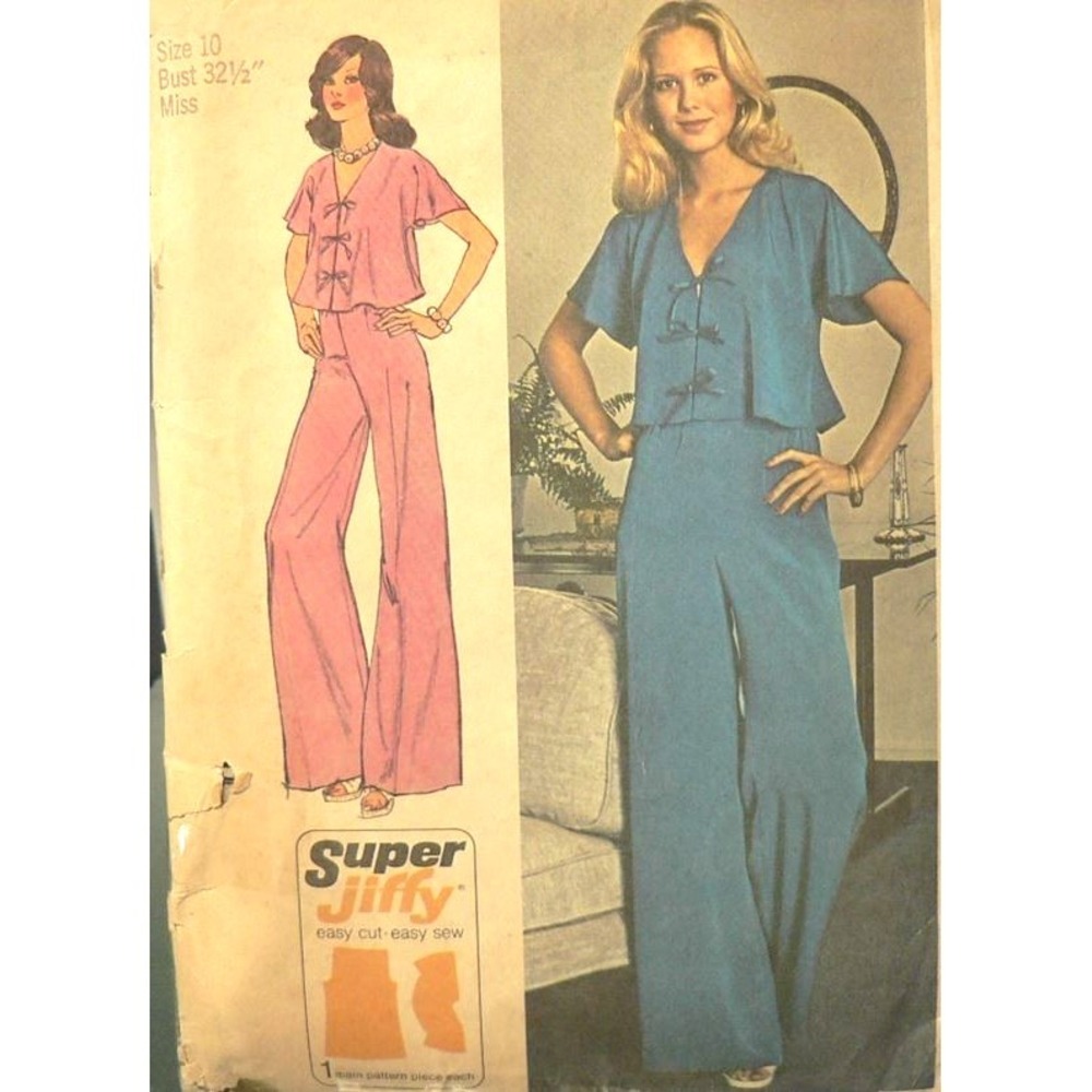 Vintage Simplicity‎ Pattern #6355 Super Jiffy Tie Shirt & Wide Pants Size 10 Cut